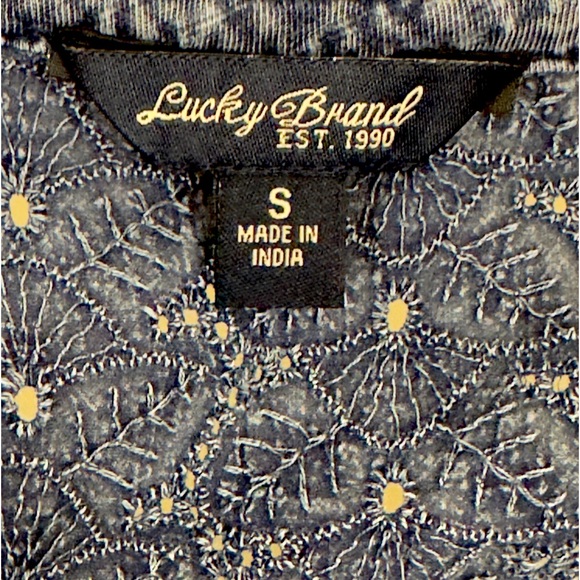 LUCKY BRAND 3/4 SLEEVE RELAXED FIT DENIM LOOK COTTON FEEL HI LO BLOUSE. … - Picture 7 of 9